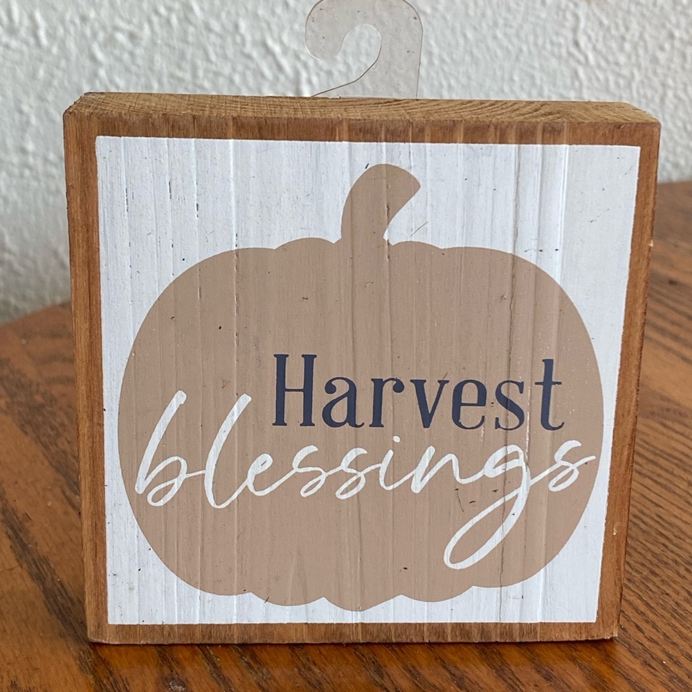 Pumpkin Harvest Blessings Block Decor